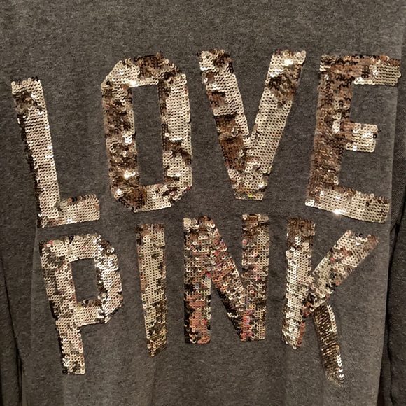 Victoria’s Secret PINK Grey Sequin Velour Jacket/Hoodie - Picture 2 of 8